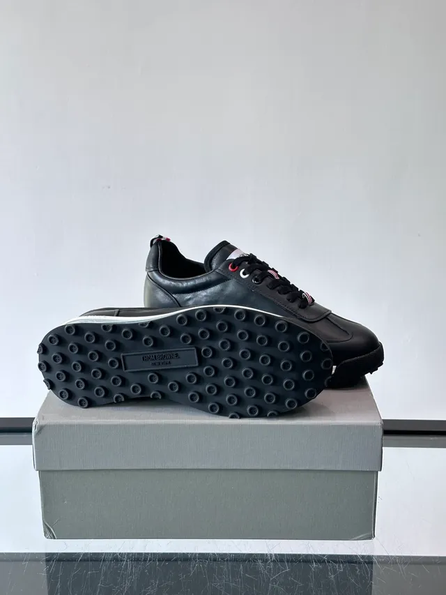Thom Browne Black White Leather Upper Transparent Air-Cushioned Sole Sneakers
