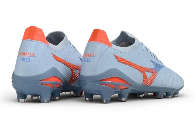 Mizuno Blue Orange Low-Cut Knit Upper Dynamic Wave Cage Overlay Firm-Ground Soccer Shoes