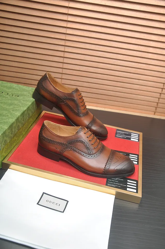 Gucci Brown Black Cap-Toe Brogue