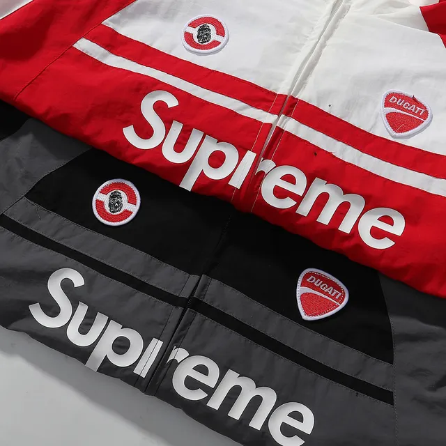Supreme Ducati Racing White Red Zip-Up Windbreaker Jacket Tracksuit