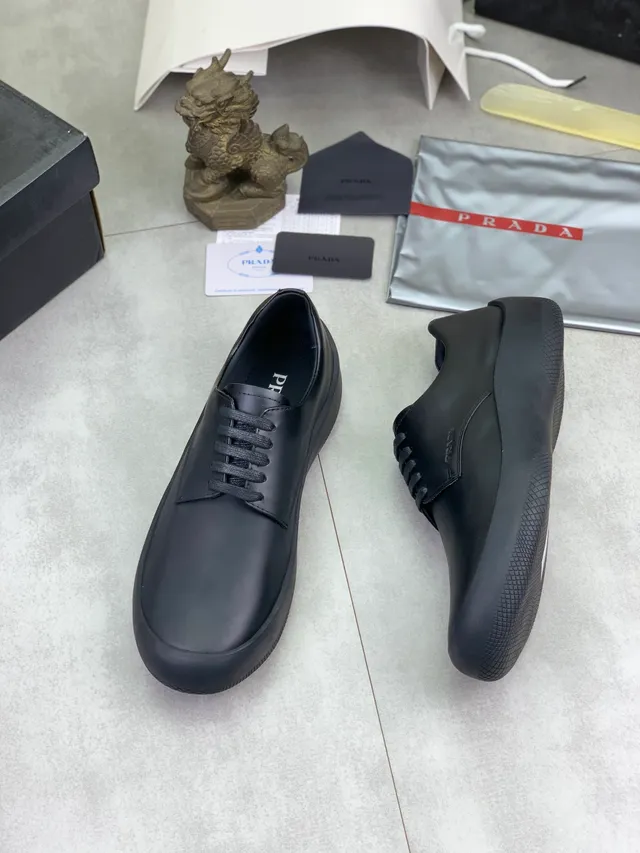 Prada Cloudbust Black Leather Oxford Shoes