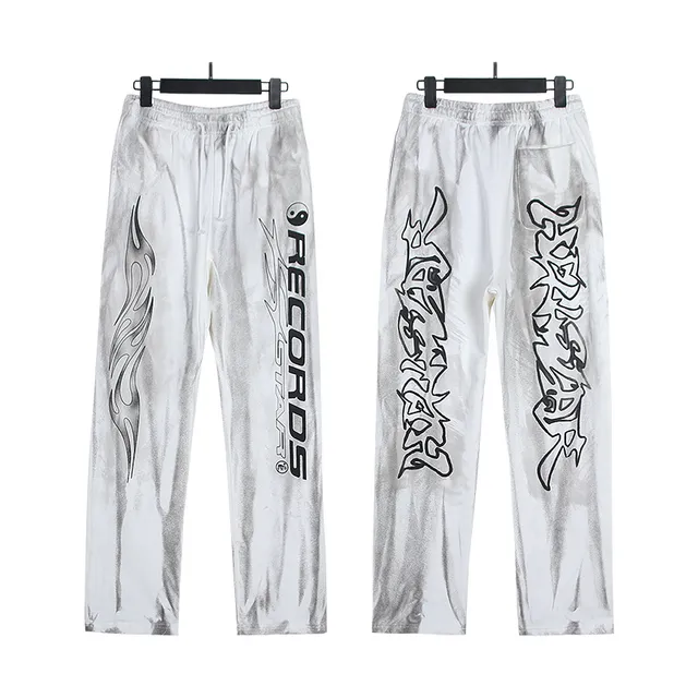 RECORDS Graphic Print Bleach-Wash Tracksuit