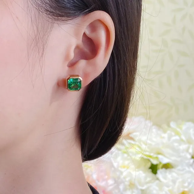 Tiffany & Co. Octagonal Green Gemstone Stud Earrings