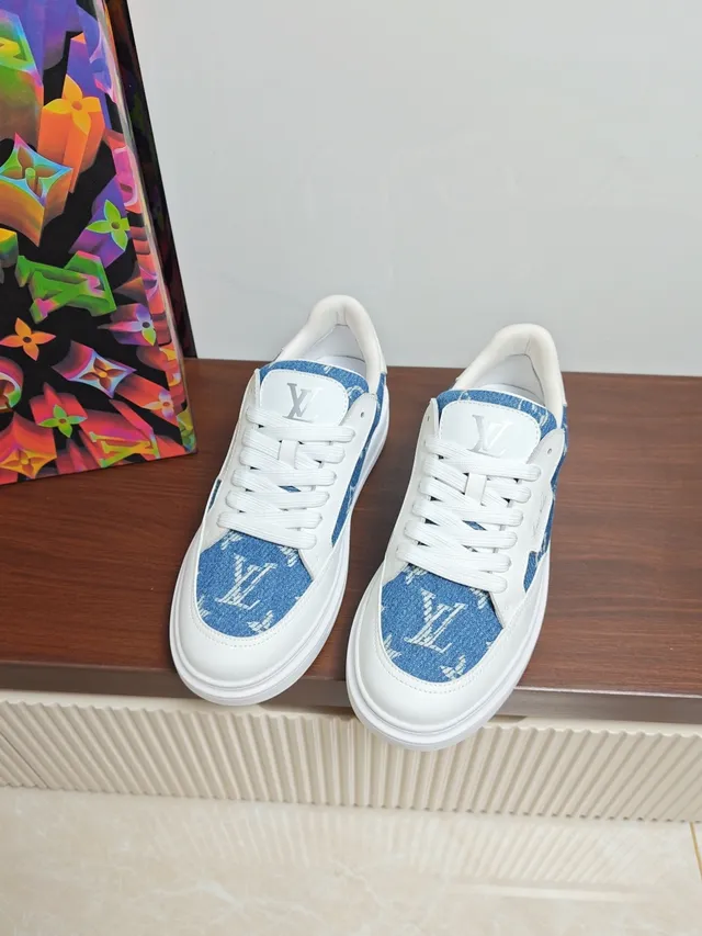 Louis Vuitton LV Trainer Blue White Low-Top Denim-Panelled Lifestyle Sneakers