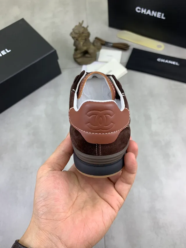 Chanel Lifestyle Sneaker Brown Beige Quilted Suede White Contrast Stitching Lifestyle Sneakers