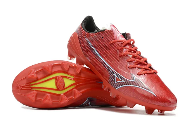 Mizuno Red Silver Low-Cut Synthetic Upper Conical Studs Firm-Ground Soccer Shoes