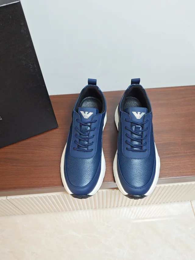 Emporio Armani Navy Leather Lifestyle Sneaker