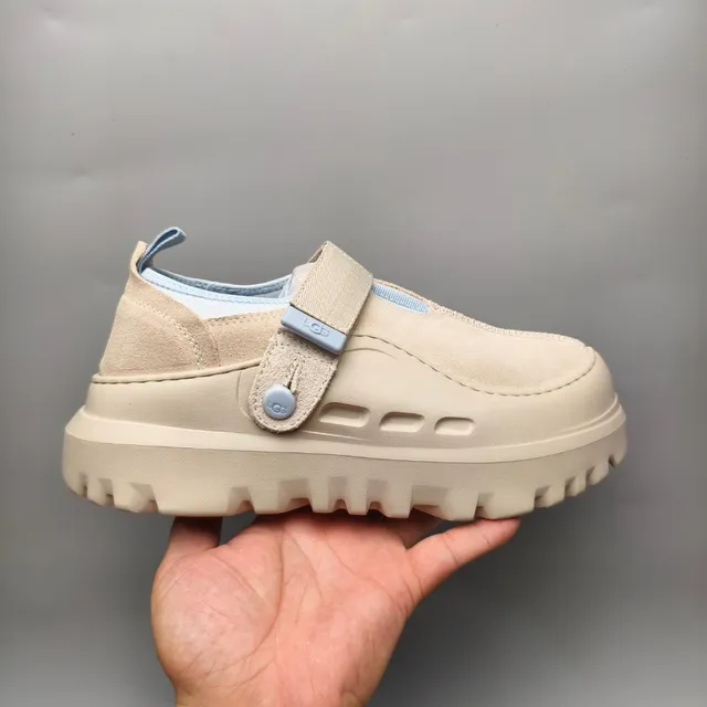 UGG Tasman Beige and Light Blue Suede Clog