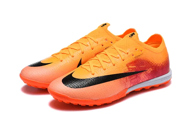 Nike Orange Yellow Knit Upper Gradient Colorway Turf Soccer Shoes