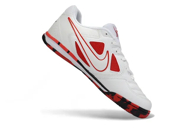 Nike Gato White Red Low-Top Synthetic Leather Upper Indoor Soccer Shoes