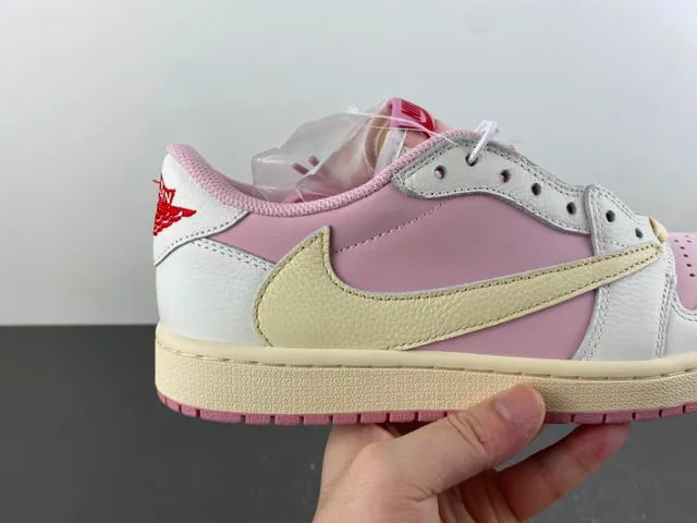 Nike Pink Beige Low-Top Layered Leather Lifestyle Sneakers
