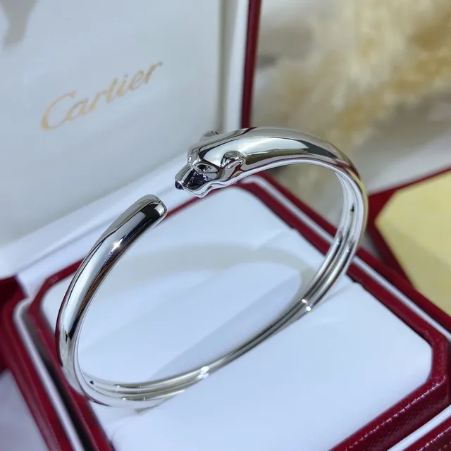 Cartier Panthère Gold Silver Open Bangle Panther Head Terminals Bracelet