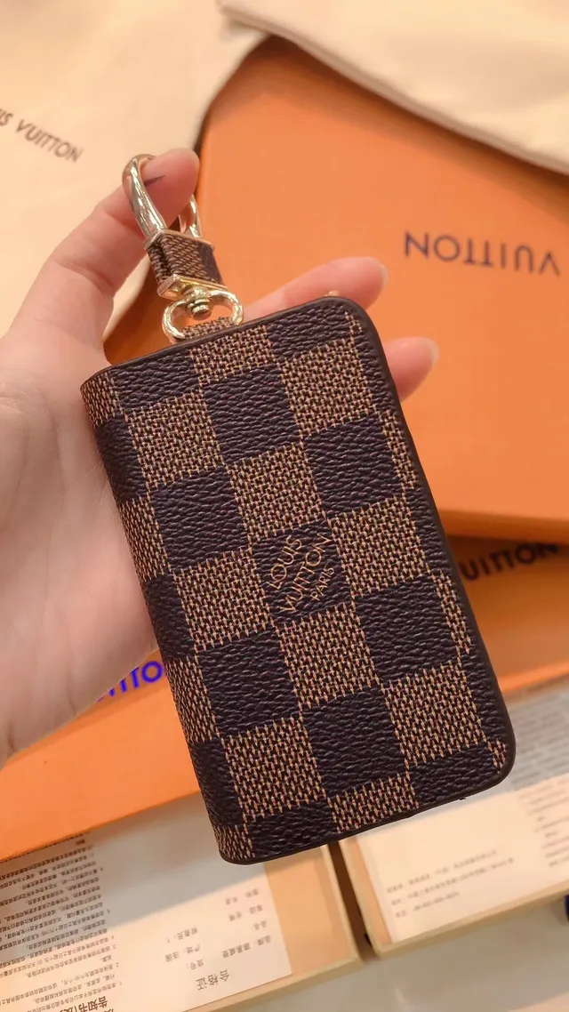 Louis Vuitton Key Holder Brown Beige Monogram Canvas Gold-Tone Hardware Wallet