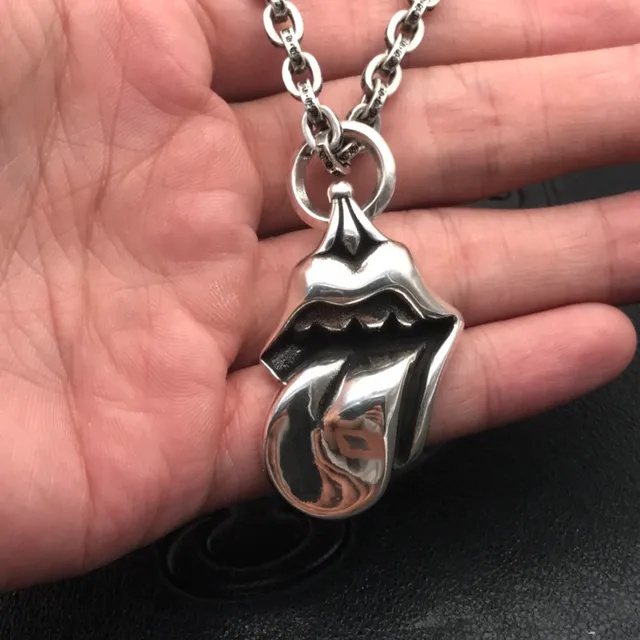 Chrome Hearts Rolling Stones Tongue Pendant Necklace
