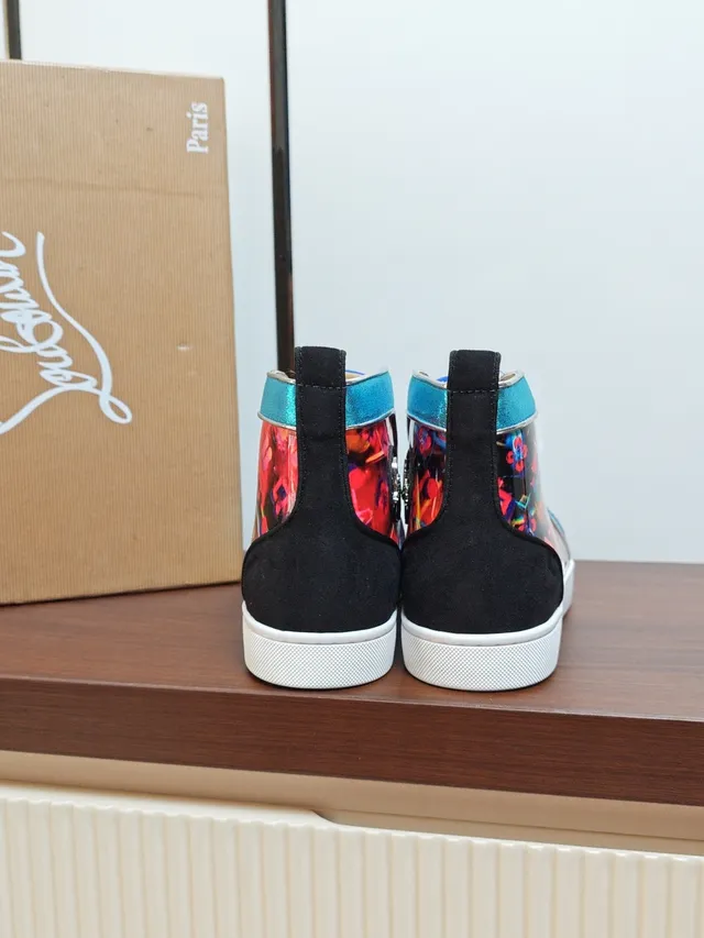 Christian Louboutin Multicolor Blue High-Top Glossy Patent Toe Lifestyle Sneakers