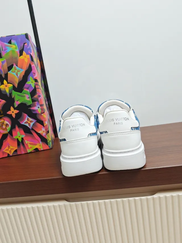 Louis Vuitton LV Trainer Blue White Low-Top Denim-Panelled Lifestyle Sneakers