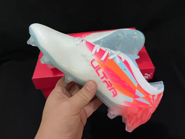 Puma Future Z White Multicolor Knit Upper Asymmetric Lacing Firm-Ground Soccer Shoes