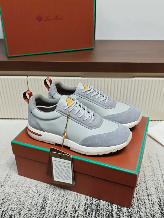 Loro Piana Gray Suede and Smooth Leather Lifestyle Sneaker