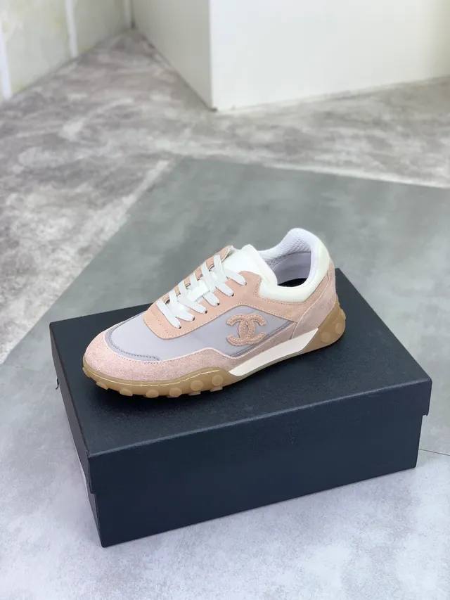 Chanel Beige Gray Mixed-Material Upper Suede And Mesh Lifestyle Sneakers