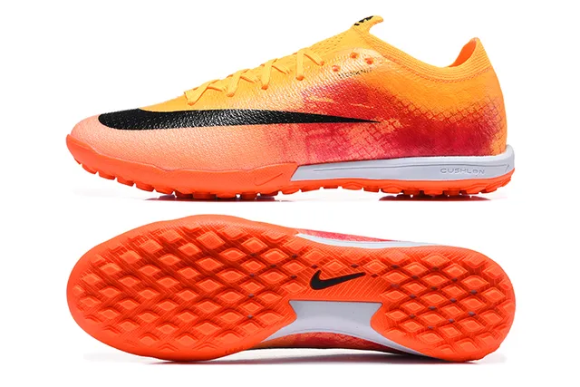 Nike Orange Yellow Knit Upper Gradient Colorway Turf Soccer Shoes