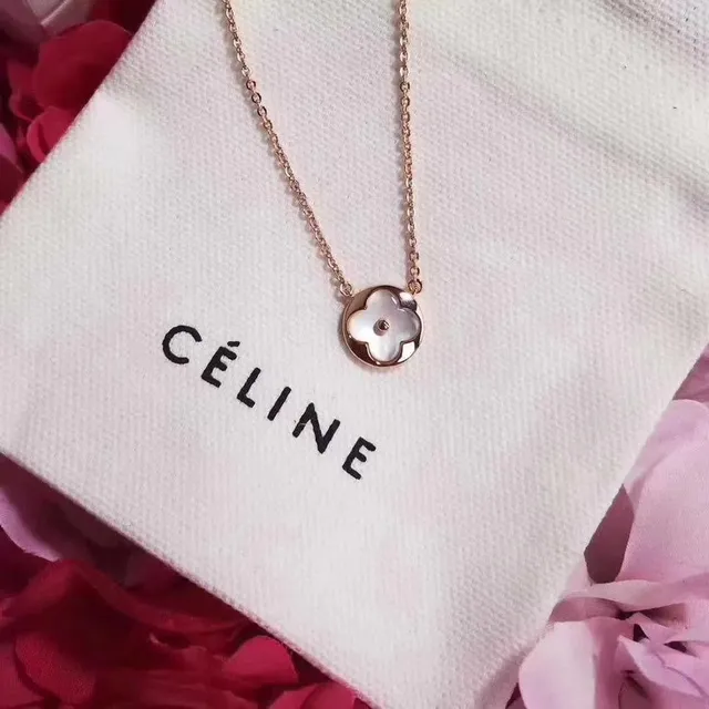 Céline Triomphe Floral Mother-of-Pearl Pendant Necklace