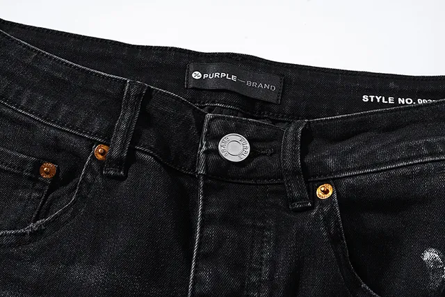 Purple Brand Distressed Paint-Splattered Black Denim Jeans