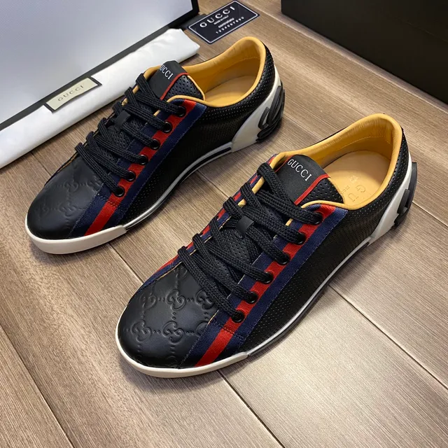 Gucci Screener Perforated Black Red Blue Web Lifestyle Sneakers