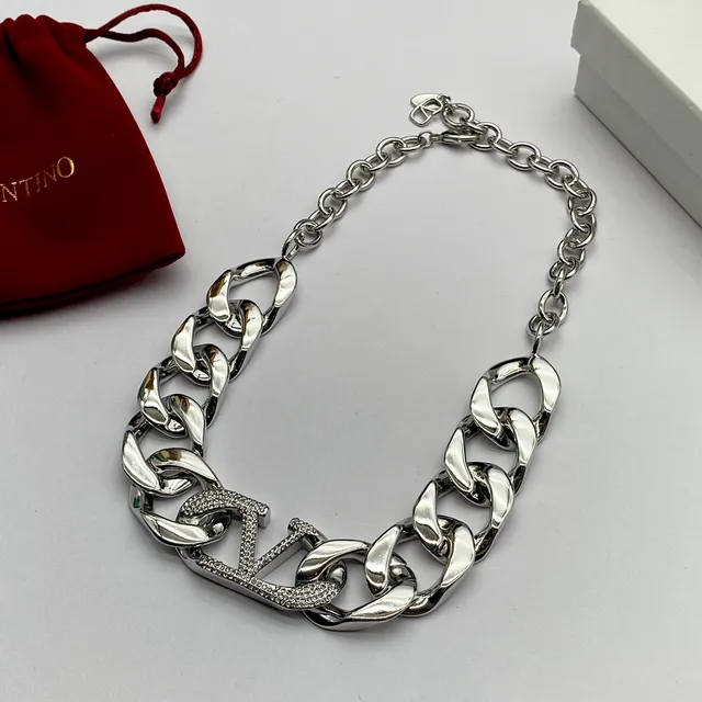 Valentino VLTN Crystal-Paved Chunky Chain Necklace