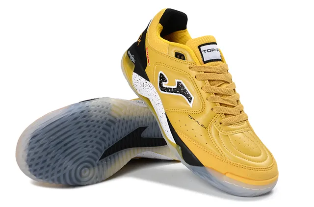 Joma Top-Flex Yellow Black Leather-and-Mesh Upper Sneakers