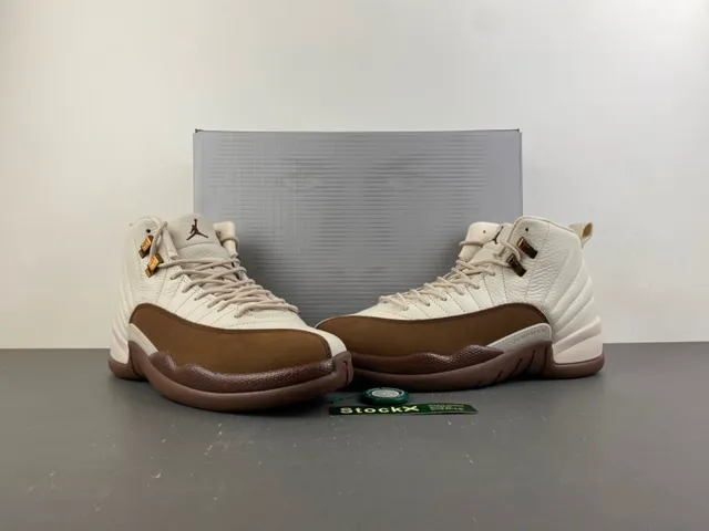 Air Jordan 12 Off-White and Brown Leather Basketball Shoes
