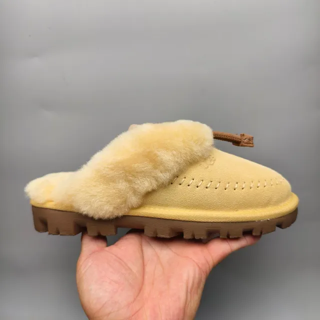 UGG Tasman Beige Shearling-Lined Suede Slippers