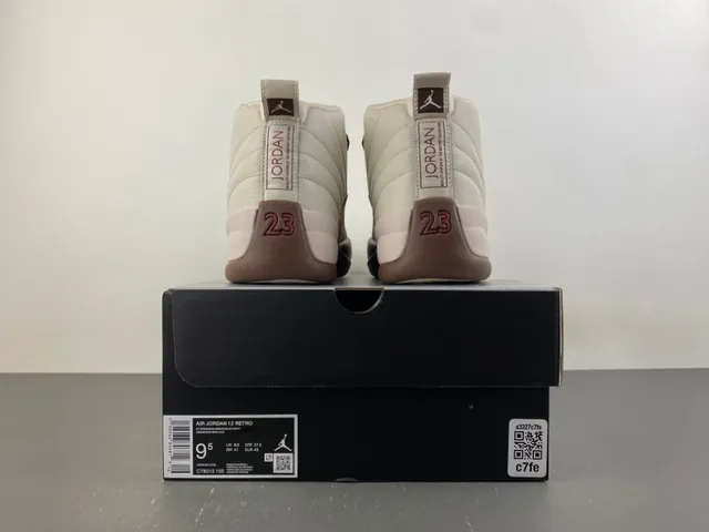 Air Jordan 12 Off-White and Brown Leather Basketball Shoes