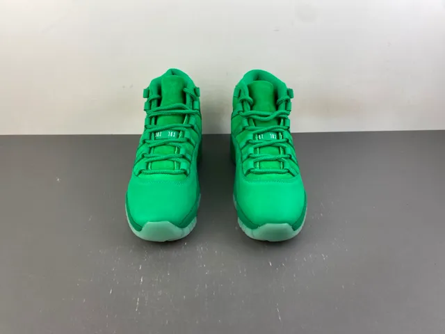 Air Jordan 11 Monochromatic Green Suede Basketball Shoes