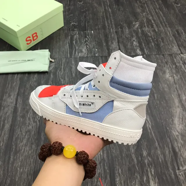 Off-White Blue High-Top Industrial-Detail Sneakers