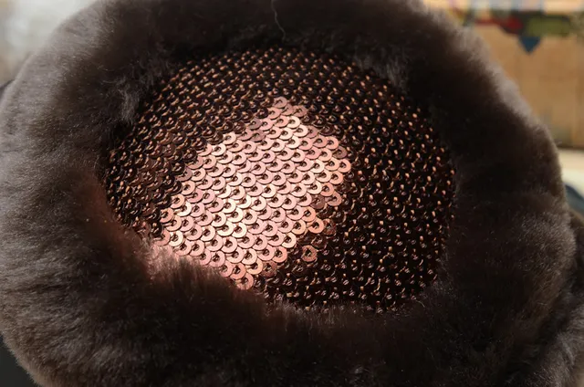 Black Brown Fur-Lined Mesh Interior Beanie