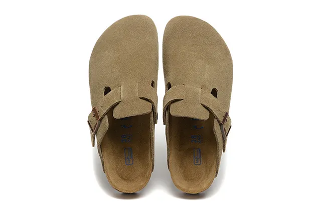Birkenstock Arizona Suede Olive-Tan Slippers