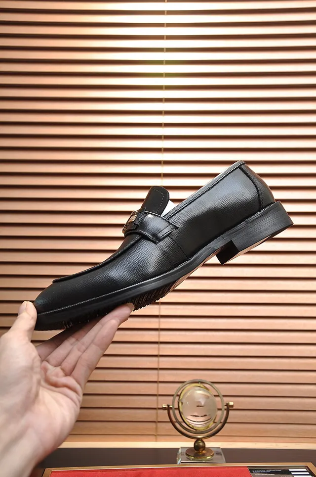 Giorgio Armani Black Gold Leather Penny Loafer