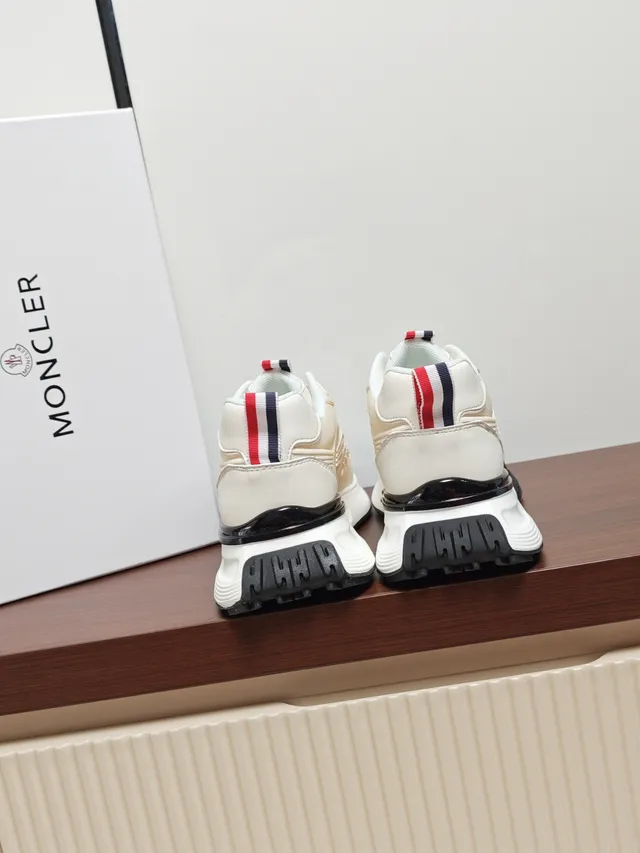 Moncler Beige Black Sculpted Multi-Layer Sole Mixed Mesh And Synthetic Upper Sneakers