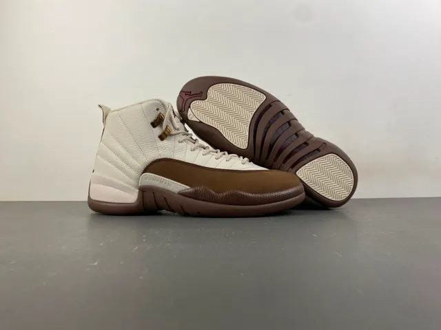 Air Jordan 12 Off-White and Brown Leather Basketball Shoes