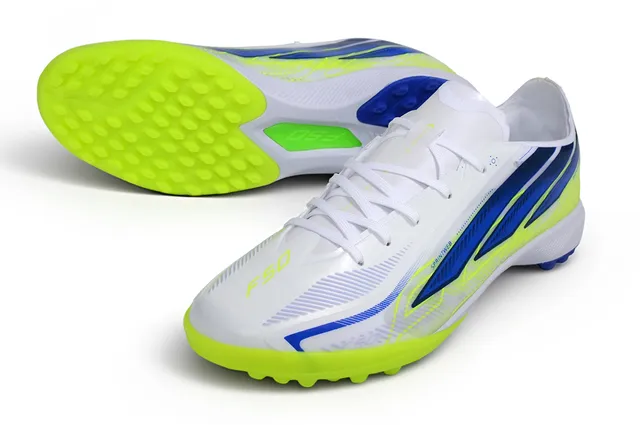 Adidas Hyperfast White Blue Low-Cut Shoe Mesh And Synthetic Upper Turf Soccer Shoes