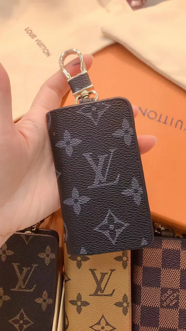 Louis Vuitton Key Holder Brown Beige Monogram Canvas Gold-Tone Hardware Wallet