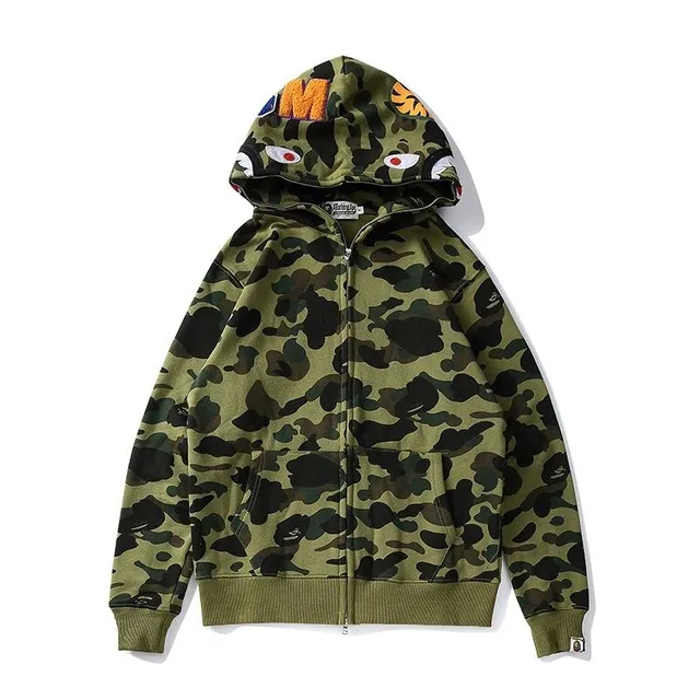 A Bathing Ape ABC Camo Shark Multicolor Full-Zip Front Camouflage Print Hoodie