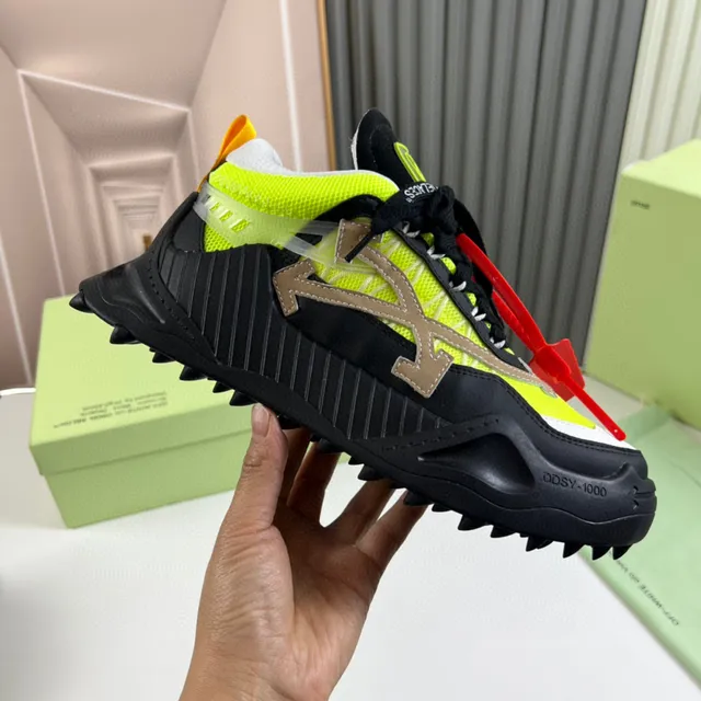 Off-White Industrial Runner Neon Yellow Black Chunky Sneakers