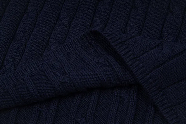 Polo Ralph Lauren Beige Navy Cable-Knit Sleeveless Polo Shirt