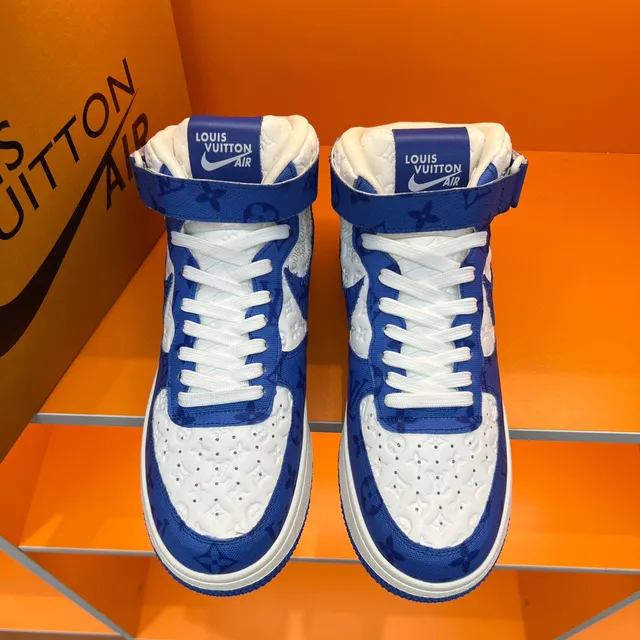 Nike x Louis Vuitton Air Force 1 High Blue Monogram Lifestyle Sneakers