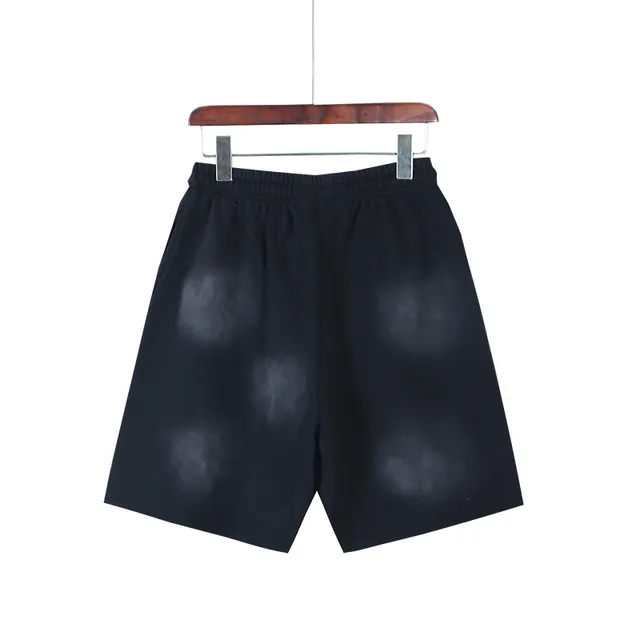 Black Gradient Flame Graphic Drawstring Waist Shorts