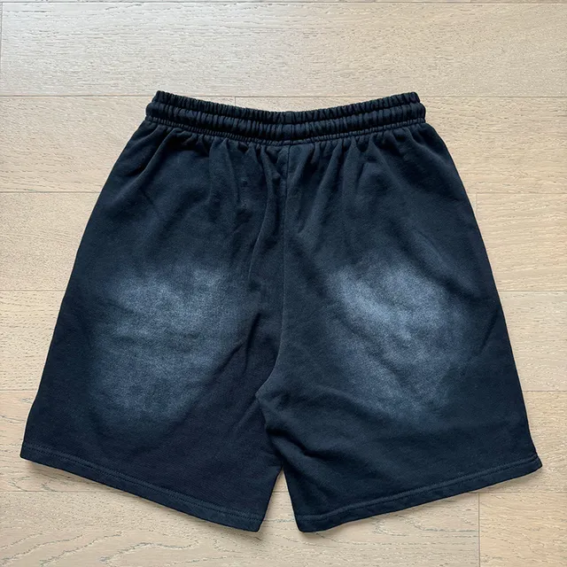 Black Graphic-Print Drawstring Waist Shorts