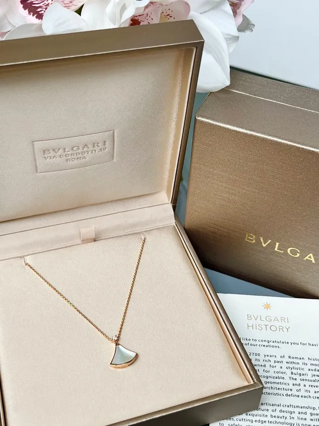 Bvlgari Divas’ Dream Fan-Shaped Enamel and Mother-of-Pearl Pendant Necklaces