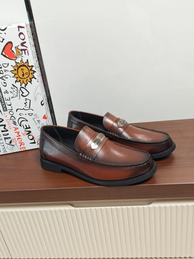 Dolce & Gabbana Brown Leather Penny Loafer