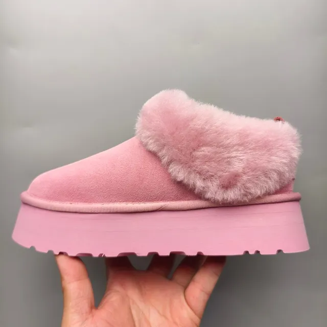 UGG Pink Platform Sole Shearling Cuff Snow Boots